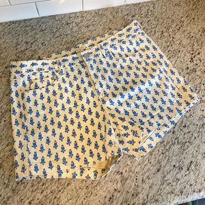 J. Crew Denim white & blue patterned shorts